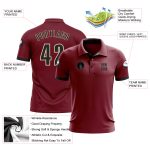 Custom Name and Number Crimson Black-Cream Performance Golf Polo Shirt - Personalized Team Apparel Personalized Crimson Black-Cream