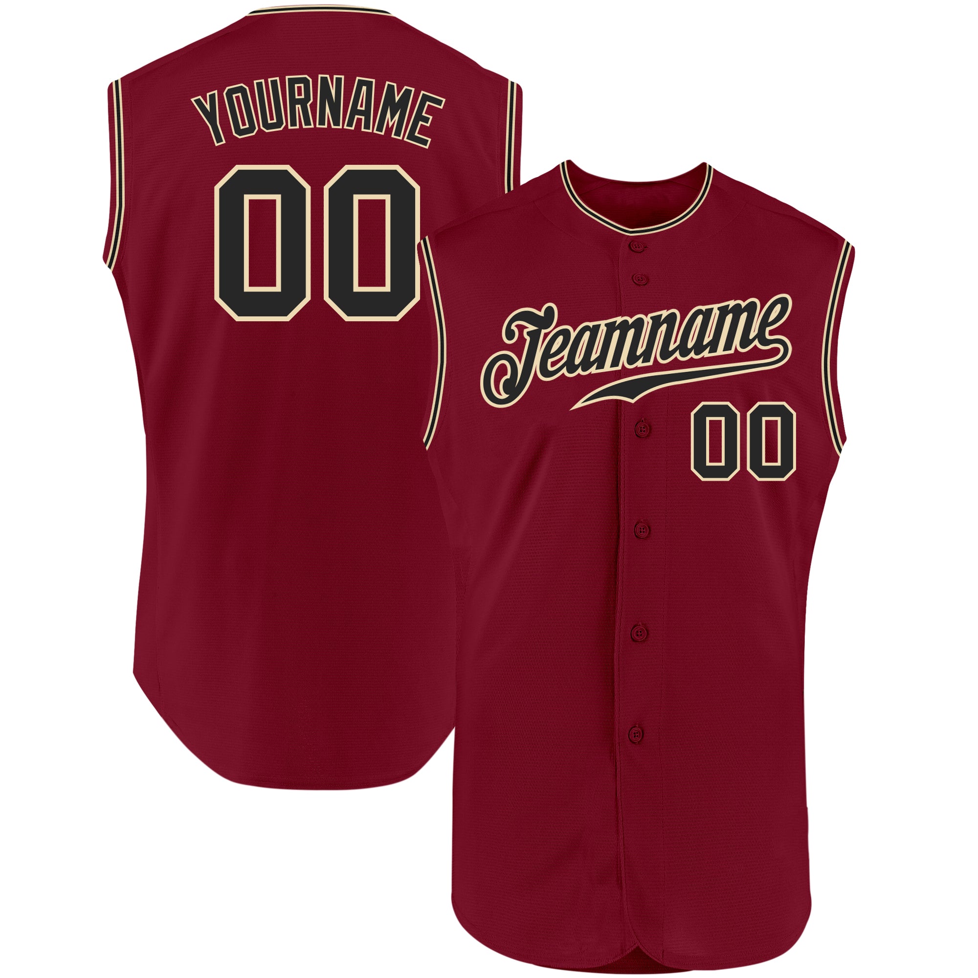 Custom Crimson Black Cream Baseball Jersey Sleeveless Design for Men and Women Personalized Crimson Black-Cream Sleeveless