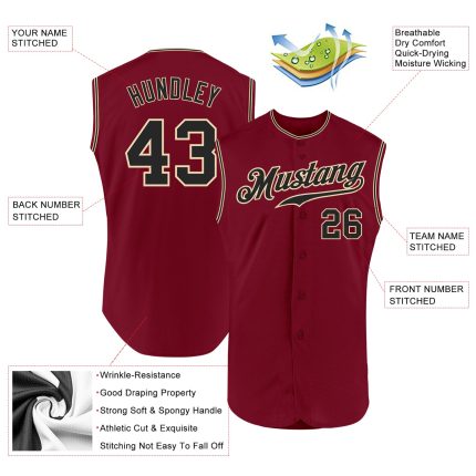 Custom Crimson Black Cream Baseball Jersey Sleeveless Design for Men and Women Personalized Crimson Black-Cream Sleeveless
