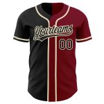 Personalized Crimson Black Cream Split Fashion Baseball Jersey for Men Personalized Crimson Black-Cream Split Fashion Baseball
