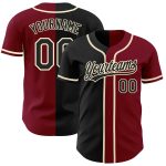 Personalized Crimson Black Cream Split Fashion Baseball Jersey for Men Personalized Crimson Black-Cream Split Fashion Baseball