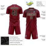 Personalized Soccer Uniform Jersey in Crimson Black-Cream Sublimation Design Personalized Crimson Black-Cream Sublimation