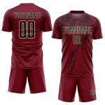 Custom Name and Number Personalized Sublimation Soccer Uniform Jersey in Crimson Black-Cream Personalized Crimson Black-Cream