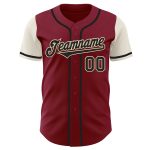 Personalized Two Tone Baseball Jersey in Crimson and Black-Cream Colors Personalized Crimson Black-Cream Two Tone Baseball
