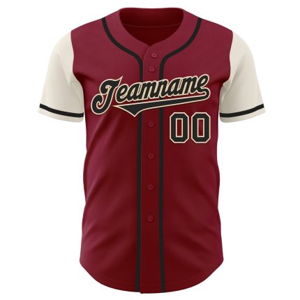 Personalized Two Tone Baseball Jersey in Crimson and Black-Cream Colors Personalized Crimson Black-Cream Two Tone Baseball