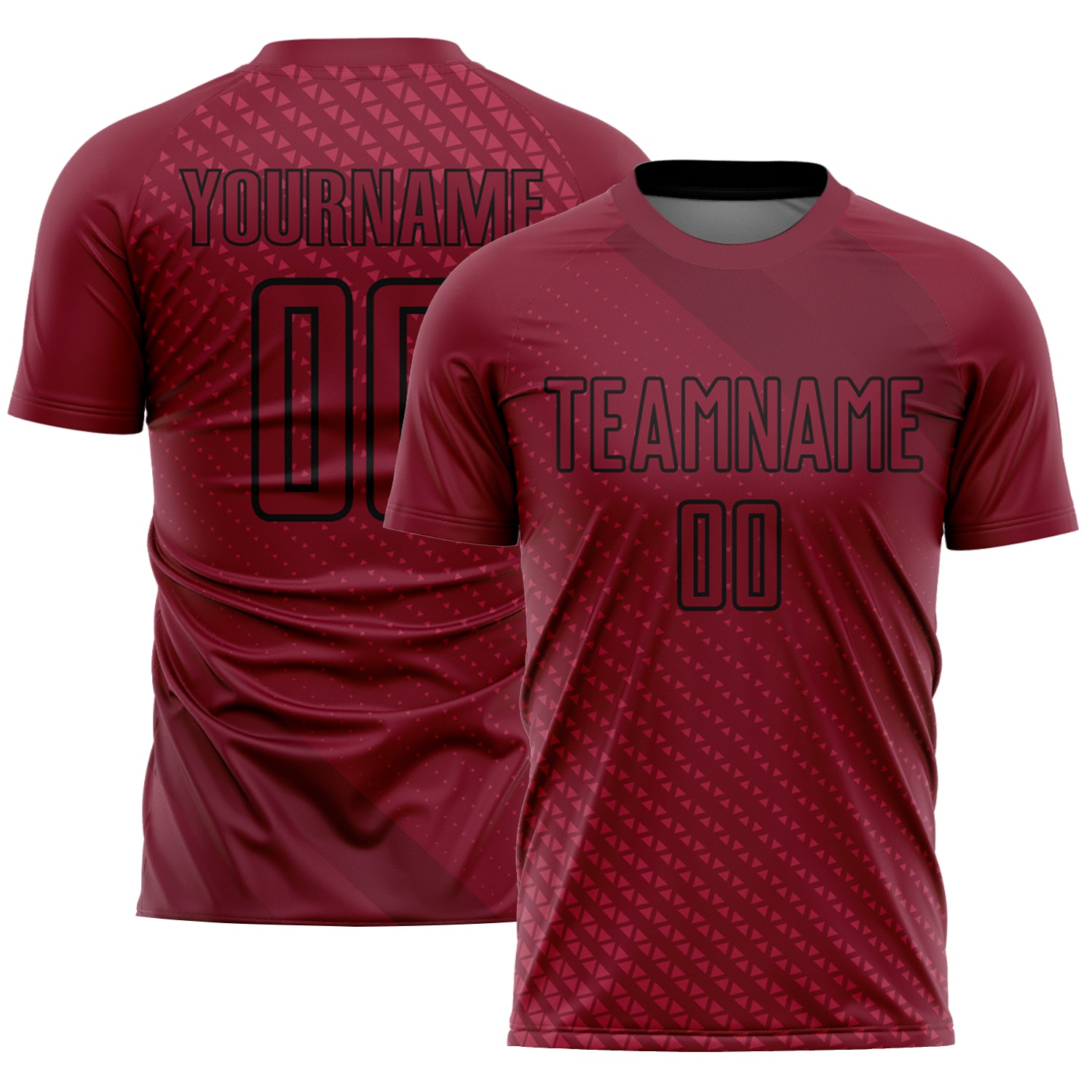 Personalized Crimson Black Geometric Soccer Jersey Uniform - Custom Sublimation Design Personalized Crimson Black Geometric