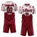 Personalized Crimson Black Geometric Soccer Jersey Uniform - Custom Sublimation Design Personalized Crimson Black Geometric