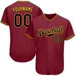 Customizable Black Gold Baseball Jersey with Personalized Name and Number - Authentic Crimson Team Gear Personalized Crimson