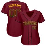 Custom Name Number Baseball Jersey in Crimson Black Gold - Authentic Drift Fashion Team Jersey Personalized Crimson Black-Gold