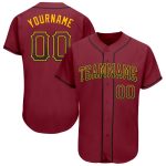 Custom Name Number Baseball Jersey in Crimson Black Gold - Authentic Drift Fashion Team Jersey Personalized Crimson Black-Gold