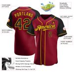 Custom Crimson Black-Gold Baseball Jersey with Personal Name and Number - Authentic Raglan Sleeves Team Apparel Personalized