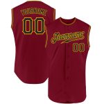 Custom Team Sleeveless Baseball Jersey with Personalized Name & Number - Crimson Black Gold Authentic Personalized Crimson