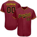 Personalized Baseball Jersey in Crimson Black-Gold for Men and Women, Custom Name and Number Option Personalized Crimson