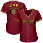 Personalized Baseball Jersey in Crimson Black-Gold for Men and Women, Custom Name and Number Option Personalized Crimson