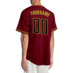 Personalized Baseball Jersey in Crimson, Black, and Gold - Custom 3 Personalized Crimson Black-Gold Baseball Jersey 3