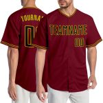 Personalized Baseball Jersey in Crimson, Black, and Gold - Custom 3 Personalized Crimson Black-Gold Baseball Jersey 3