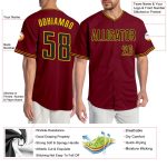Personalized Baseball Jersey in Crimson, Black, and Gold - Custom 3 Personalized Crimson Black-Gold Baseball Jersey 3