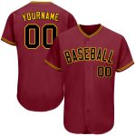 Personalized Black-Gold Baseball Jersey for Fans | Custom Crimson Design Personalized Crimson Black-Gold Baseball Jersey