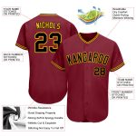 Personalized Black-Gold Baseball Jersey for Fans | Custom Crimson Design Personalized Crimson Black-Gold Baseball Jersey