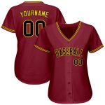 Personalized Black-Gold Baseball Jersey for Fans | Custom Crimson Design Personalized Crimson Black-Gold Baseball Jersey