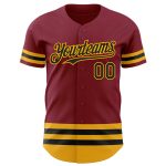 Custom Crimson Black-Gold Line Baseball Jersey with Personalized Name and Number - Authentic Team Gear Personalized Crimson