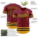 Custom Crimson Black-Gold Line Baseball Jersey with Personalized Name and Number - Authentic Team Gear Personalized Crimson