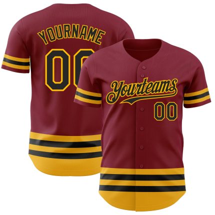 Custom Crimson Black-Gold Line Baseball Jersey with Personalized Name and Number - Authentic Team Gear Personalized Crimson