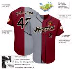 Custom Name and Number Personalized Baseball Jersey in Crimson Black-Gray Authentic Split Fashion Design Personalized Crimson