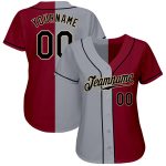 Custom Name and Number Personalized Baseball Jersey in Crimson Black-Gray Authentic Split Fashion Design Personalized Crimson
