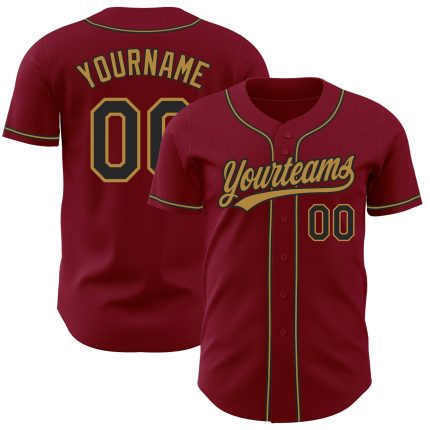 Personalized Authentic Baseball Jersey in Crimson, Black & Old Gold Personalized Crimson Black-Old Gold Authentic Baseball