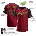 Personalized Baseball Jersey with Custom Name and Number - Crimson Black-Old Gold Raglan Sleeves Authentic Design Personalized