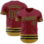 Personalized Baseball Jersey in Crimson, Black, and Old Gold Line Design Personalized Crimson Black-Old Gold Line Baseball