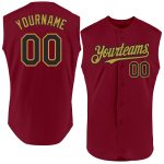 Personalized Sleeveless Baseball Jersey in Crimson Black and Old Gold - Custom Sports Apparel Personalized Crimson Black-Old