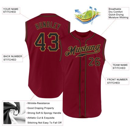 Custom Crimson Black and Old Gold Sleeveless Baseball Jersey for Men and Women Personalized Crimson Black-Old Gold Sleeveless
