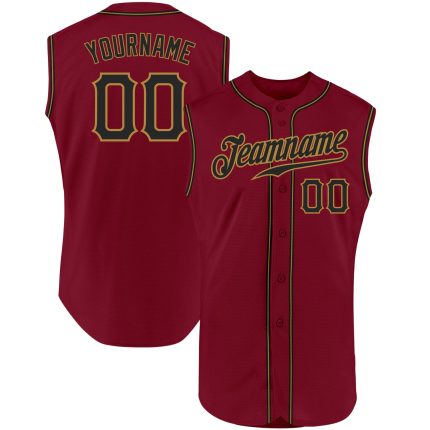 Custom Crimson Black and Old Gold Sleeveless Baseball Jersey for Men and Women Personalized Crimson Black-Old Gold Sleeveless
