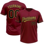 Personalized Unisex Softball Jersey - Crimson Black and Old Gold Two-Button Design Personalized Crimson Black-Old Gold Two-Button