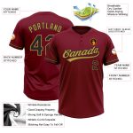 Personalized Unisex Softball Jersey - Crimson Black and Old Gold Two-Button Design Personalized Crimson Black-Old Gold Two-Button