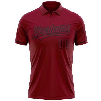 Personalized Golf Polo Shirt - Crimson Black Performance Vapor for Men Personalized Crimson Black Performance Vapor Golf