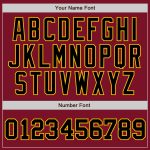 Personalized Black Gold Baseball Jersey with Crimson Black Pinstripe Design Personalized Crimson Black Pinstripe Black-Gold