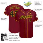 Personalized Black Gold Baseball Jersey with Crimson Black Pinstripe Design Personalized Crimson Black Pinstripe Black-Gold