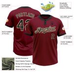 Personalized Unisex Softball Jersey - Crimson Black Pinstripe Two-Button Cream Design Personalized Crimson Black Pinstripe