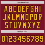 Personalized Gold Two-Button Unisex Softball Jersey in Crimson Black Pinstripe Personalized Crimson Black Pinstripe Gold