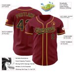 Personalized Crimson Black Pinstripe Baseball Jersey in Old Gold - Custom Team Apparel Personalized Crimson Black Pinstripe