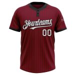 Personalized Softball Jersey Unisex Two-Button Crimson Black Pinstripe White Personalized Crimson Black Pinstripe White Two-Button