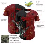 Personalized Black-Red Gothic Style Gun Rose 3D Baseball Jersey Personalized Crimson Black-Red 3D Gothic Style Gun Rose Baseball