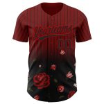 Personalized 3D Gothic Style Rose Baseball Jersey in Crimson Black-Red Personalized Crimson Black-Red 3D Gothic Style Rose