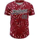 Custom 3D Pattern Baseball Jersey with Personalized Name and Number - Crimson Black-White Abstract Design Personalized Crimson
