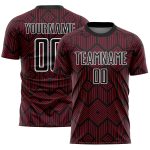 Personalized Abstract Geometric Shapes Soccer Jersey in Crimson Black and White - Sublimation Uniform Personalized Crimson
