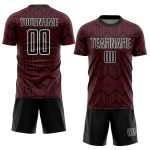 Personalized Abstract Geometric Shapes Soccer Jersey in Crimson Black and White - Sublimation Uniform Personalized Crimson