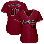 Personalized Custom Name and Number Baseball Jersey - Crimson Black-White Authentic Team Jersey Personalized Crimson Black-White
